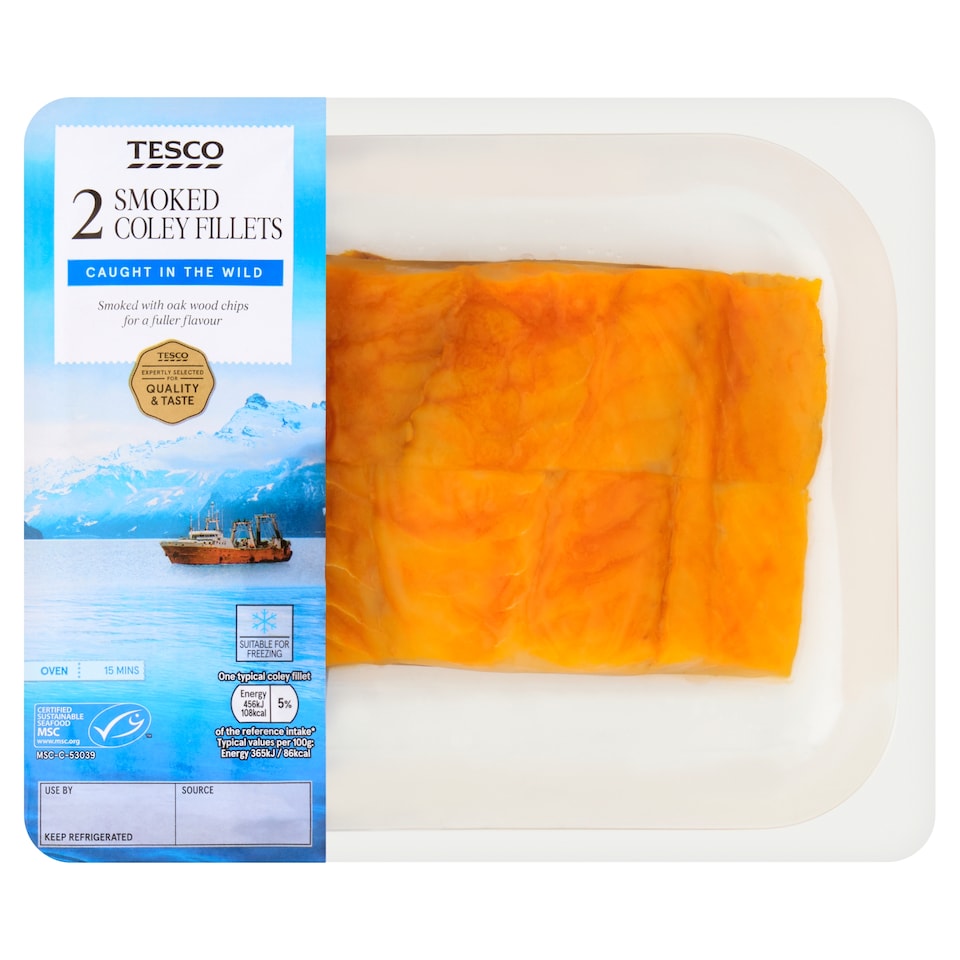 Tesco 2 Smoked Coley Fillets 250g