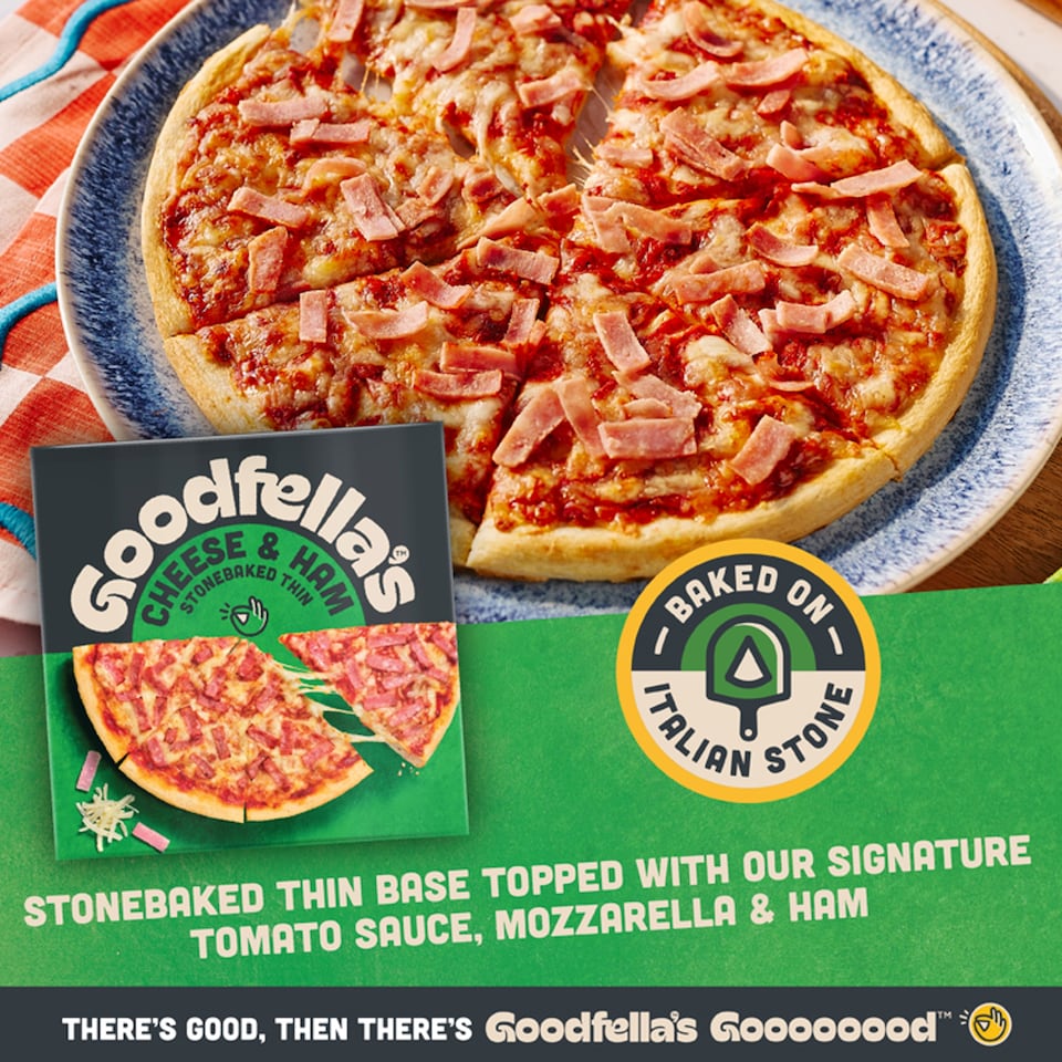 image 1 of Goodfella's Stone Baked Thin Cheese & Ham Pizza 351G
