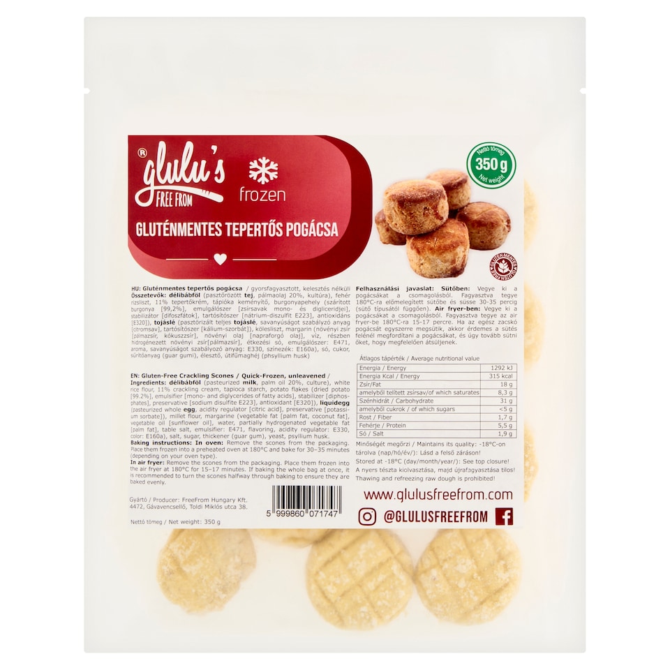 Glulu's Free From gluténmentes tepertős pogácsa 350 g