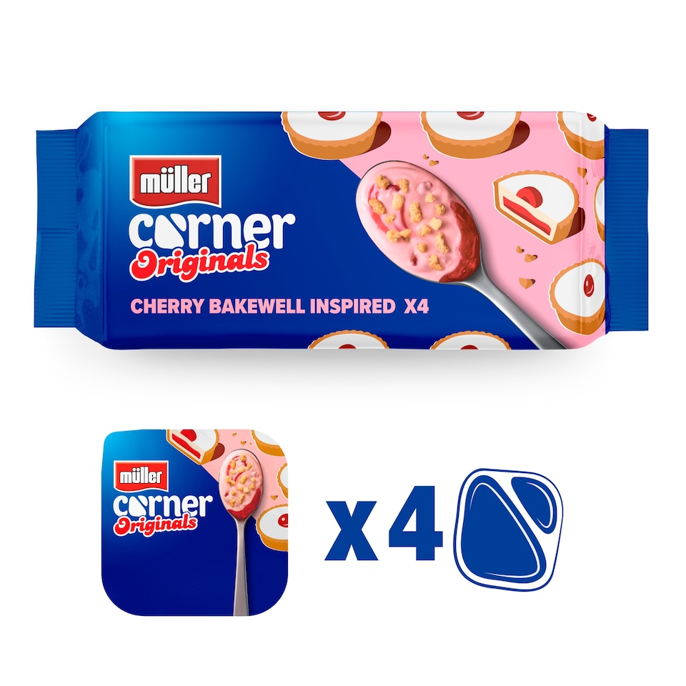 image 1 of Muller Corner Originals Yogurt - Cherry Bakewell Inspired 4 x 124g