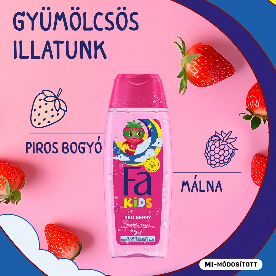 Fa Kids 3 az 1-ben tusfürdő és sampon piros bogyós gyümölcs illattal 250 ml  1. kép