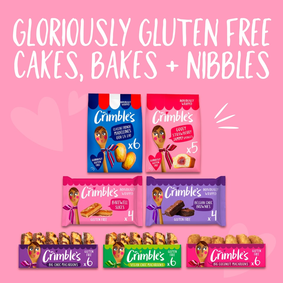 image 1 of Mrs Crimbles Gluten Free 5 Gloriously Gooey Strawberry Sponge Cakes 175g