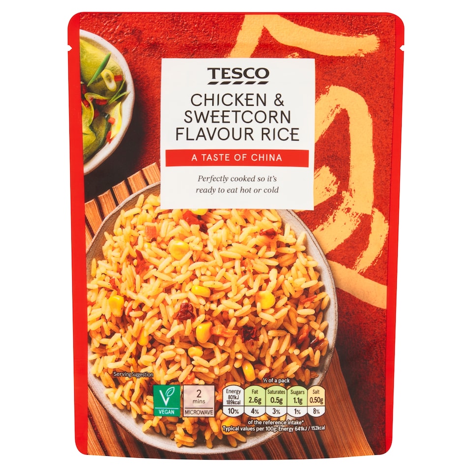 Tesco Chicken & Sweetcorn Flavour Microwave Rice 250G