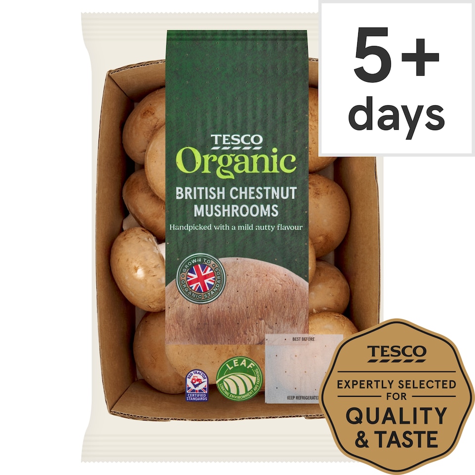Tesco Organic Chestnut Mushrooms 250 G