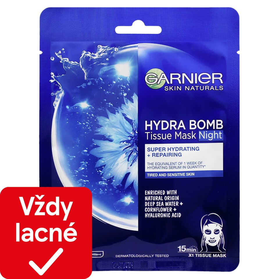 Garnier Skin Naturals nočná regeneračná textilná maska, 28 g