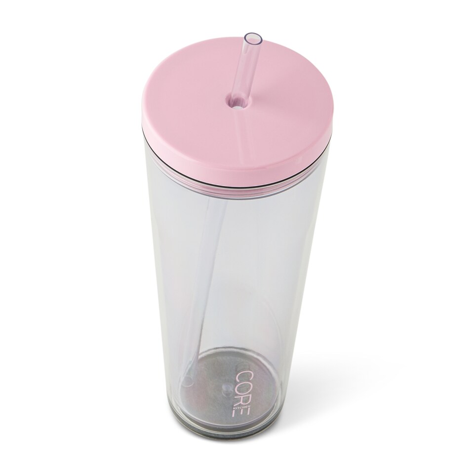 image 1 of Core Kitchen Blue Axel Plastic Straw Tumbler Water Bottle 710ml