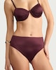 image 1 of F&F High Shine High Waist Bikini Bottoms in Burgundy