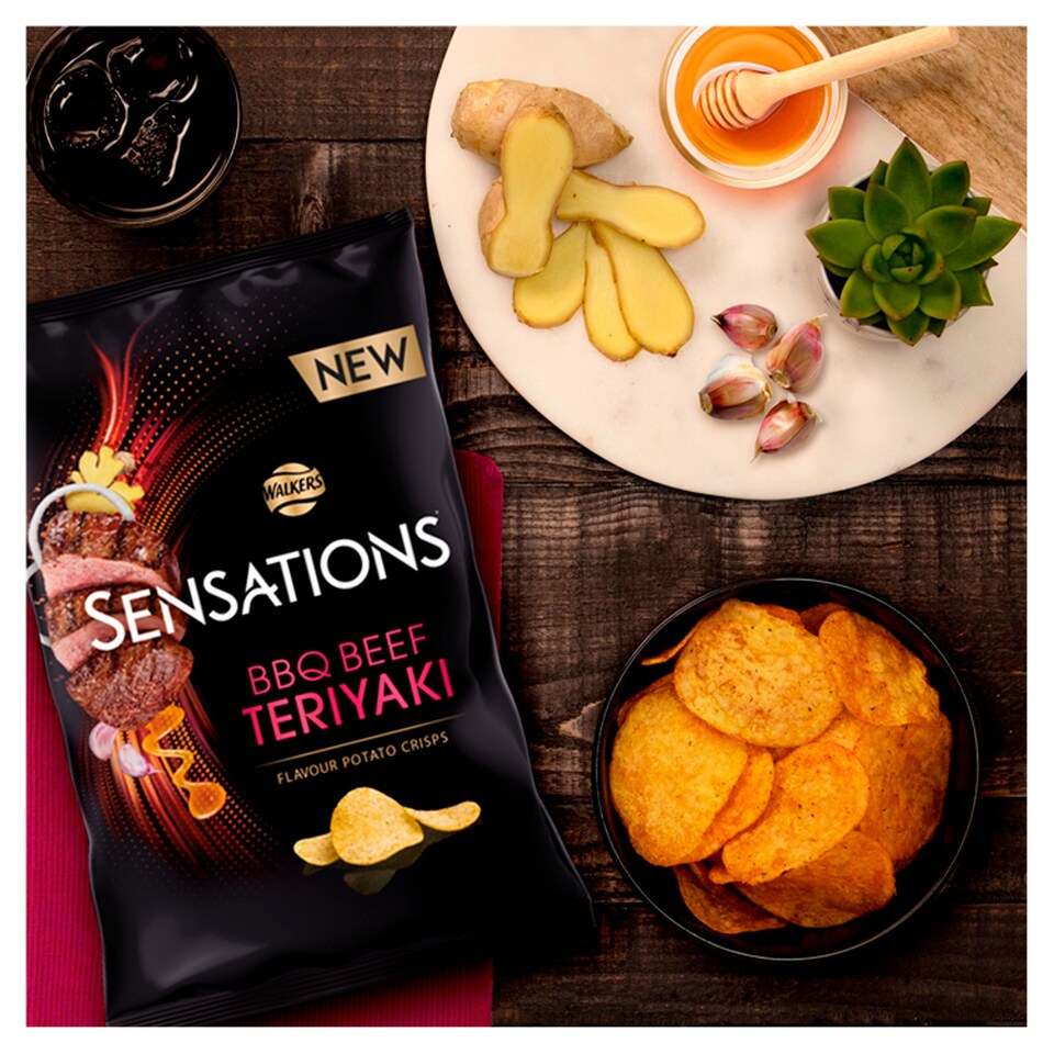 image 1 of Walkers Sensations BBQ Beef Teriyaki Sharing Bag Crisps 150g