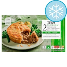 Tesco Vegetarian 2 Mushroom, Cheddar Cheese & Potato Pies 400g