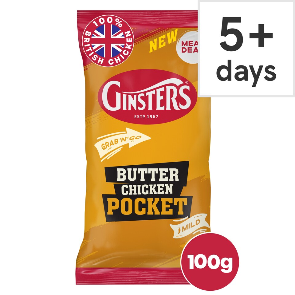 GINSTERS BUTTER CHICKEN POCKET 100G