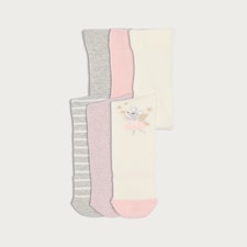 F&F Baby 3-Pack Cotton Rich Mouse Fairy Tights in Multi