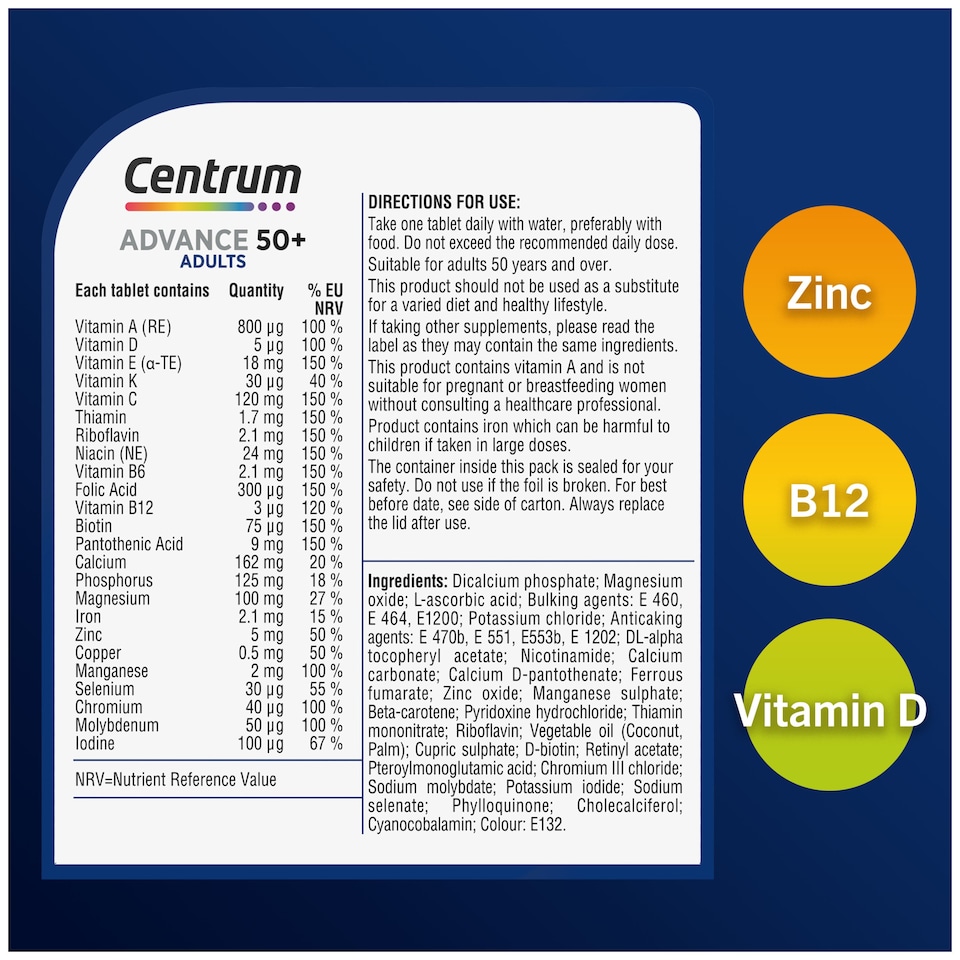 image 1 of Centrum Advance 50+ Multivitamins & Minerals Tablets 100s