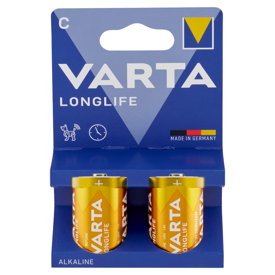 image 1 of VARTA Longlife C Alkaline Batteries 2 pcs