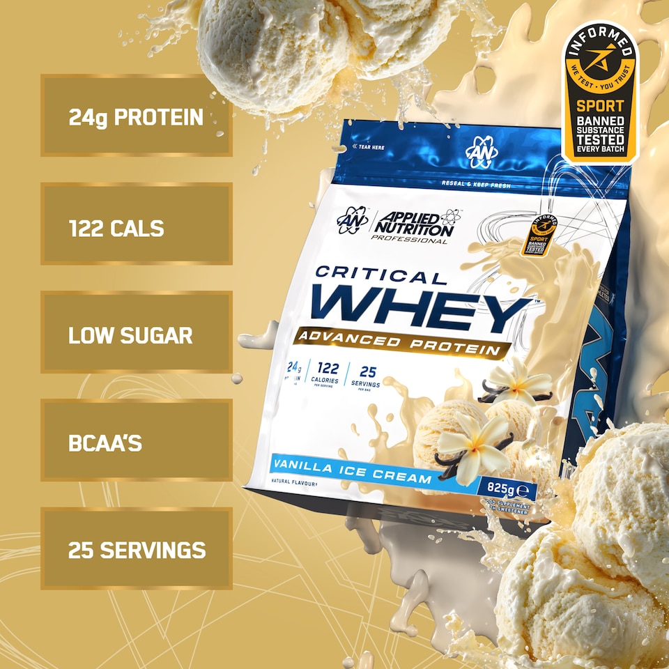 image 1 of Applied Nutrition Critical Whey Protein Powder Vanilla Ice Cream 825g