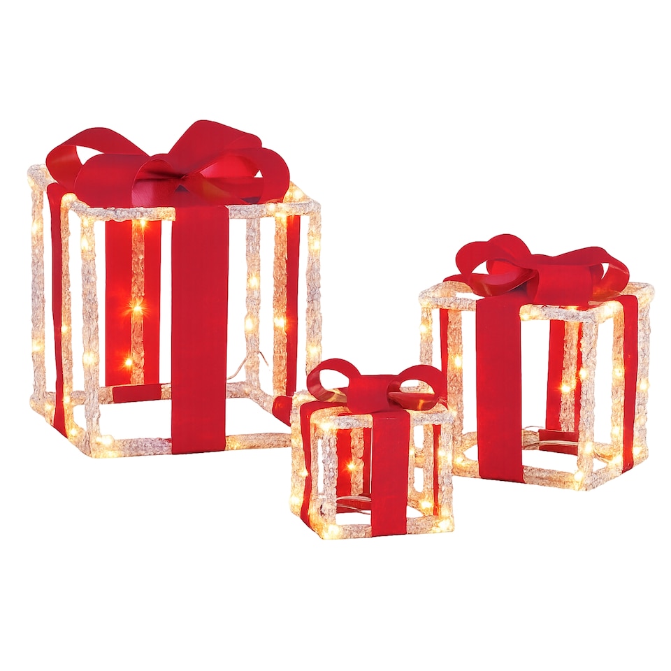 image 1 of Christmas Workshop 3 Pack LED Present Bow Boxes