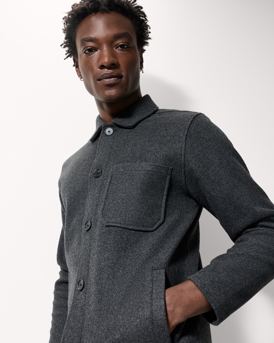 image 1 of F&F Textured Button Up Overshirt in Grey