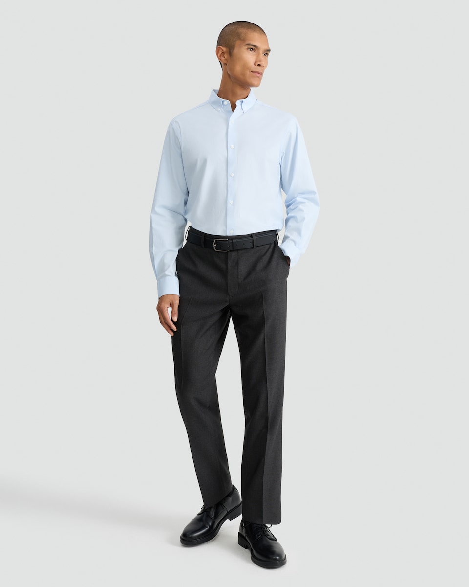 image 1 of F&F Regular Fit Stretch Button Down Collar Formal Shirt in Blue