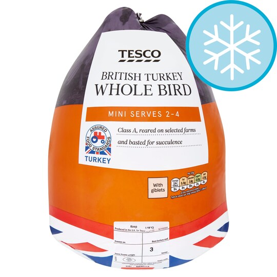 Tesco British Frozen Mini Basted Whole Turkey Bird 2Kg 2.599Kg Tesco Groceries