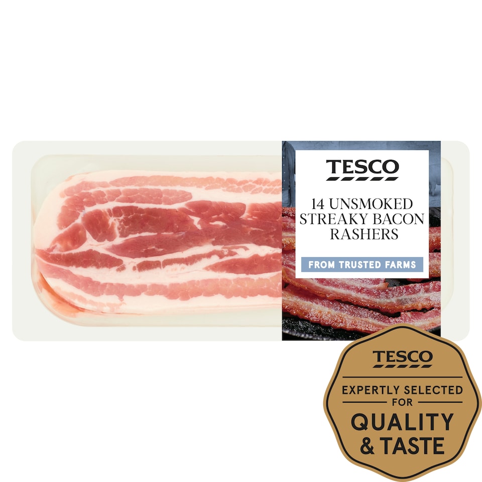 Tesco Unsmoked Streaky Bacon Rashers 14 Pack 300g