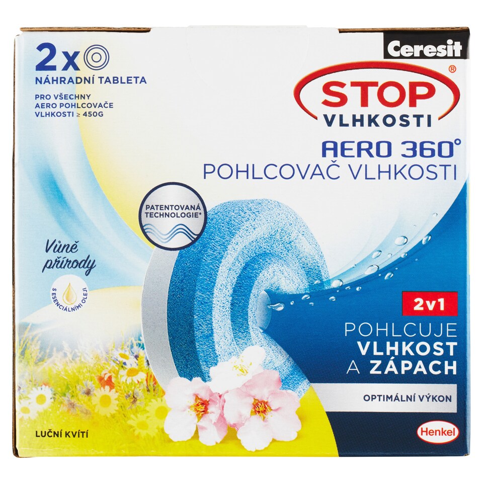 Obrázek 1 pro produkt Ceresit Stop Vlhkosti Aero 360° náhradní tablety luční kvítí 2 x 450g (900g)