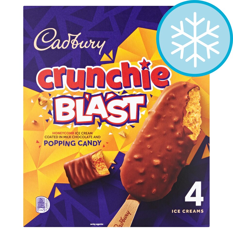 Cadburys Crunchie Blast Ice Cream Sticks 4X100ml