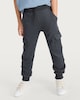 image 2 of F&F Boys Cotton Rich Cuffed Drawstring Cargo Joggers in Graphite