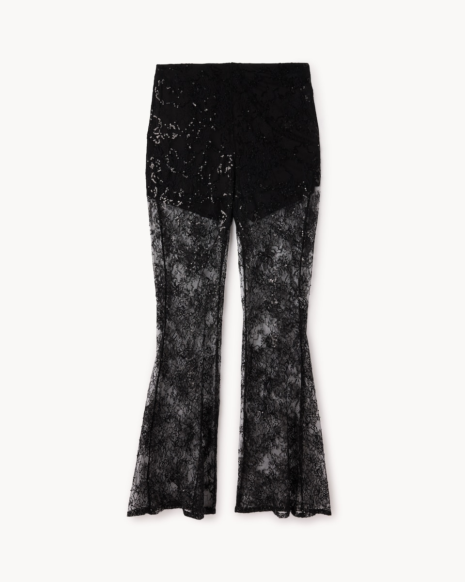 image 1 of F&F Beaded Lace Flared Trousers in Black