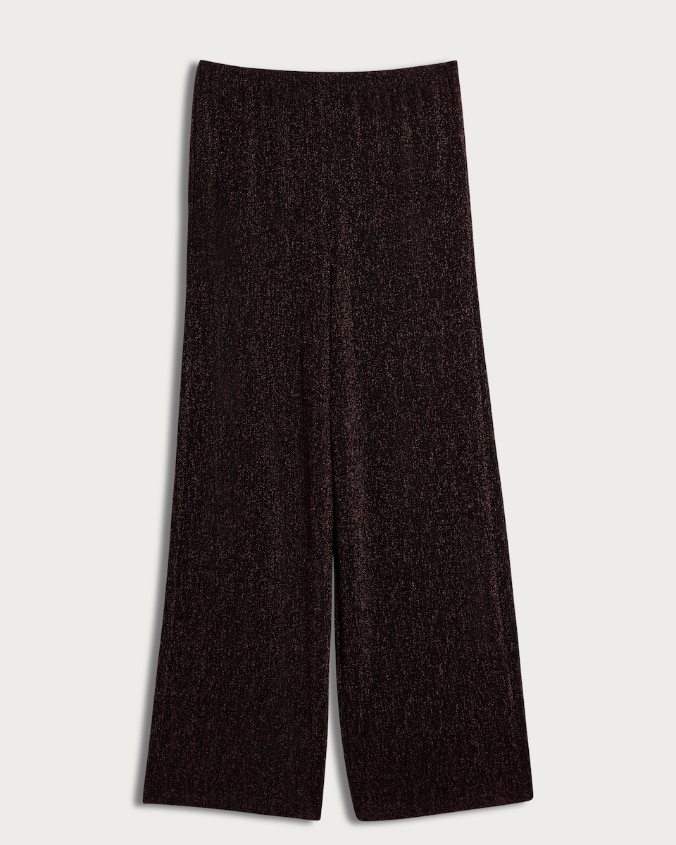 image 1 of F&F Sparkle Wide Leg Co-ord Trousers in Black
