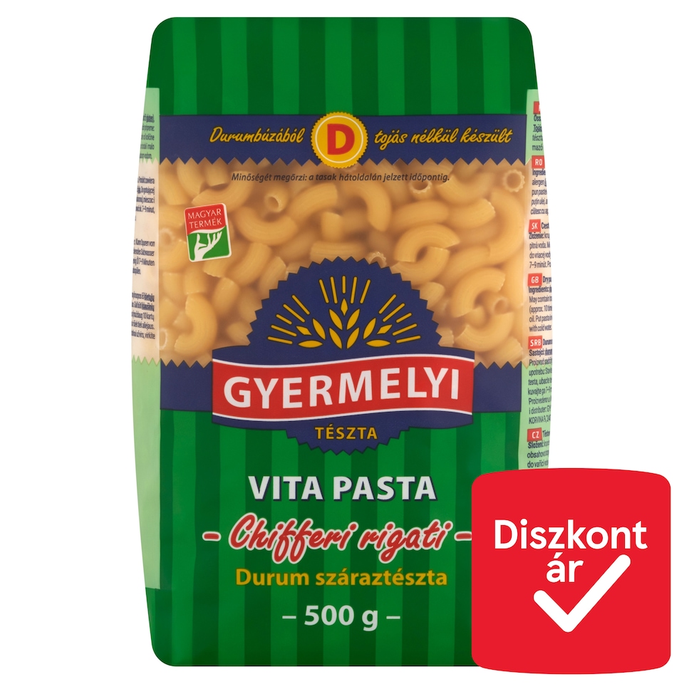 Gyermelyi Vita Pasta Chifferi Rrigati Durum Dry Pasta 500 g