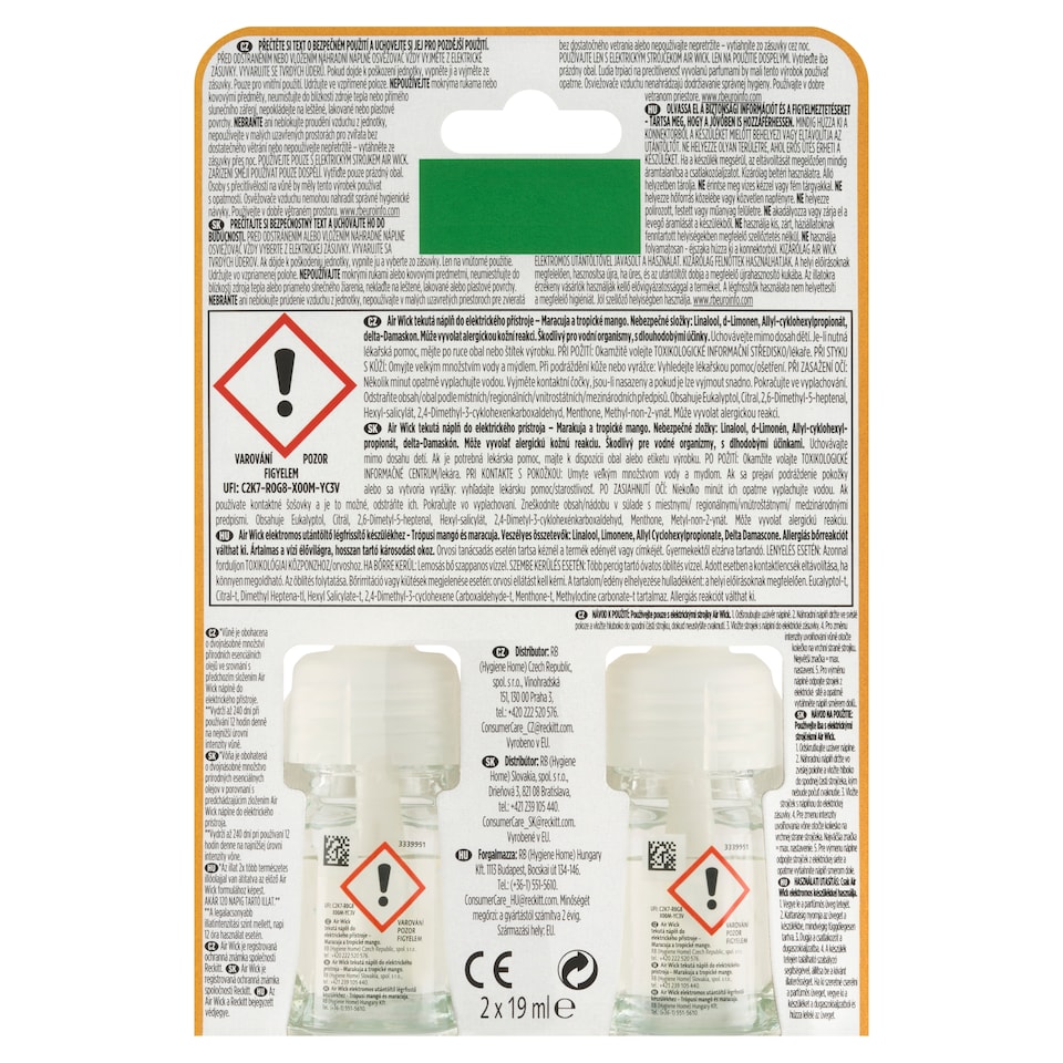 Obrázek 1 pro produkt Air Wick tekutá náplň do elektrického přístroje - Maracuja a tropické mango DUO 2 x 19ml