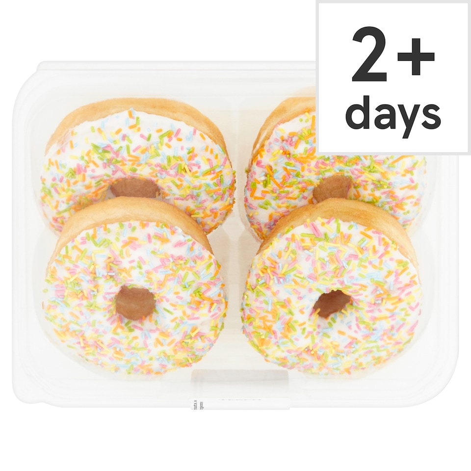 Tesco White Iced Ring Doughnuts 4 Pack