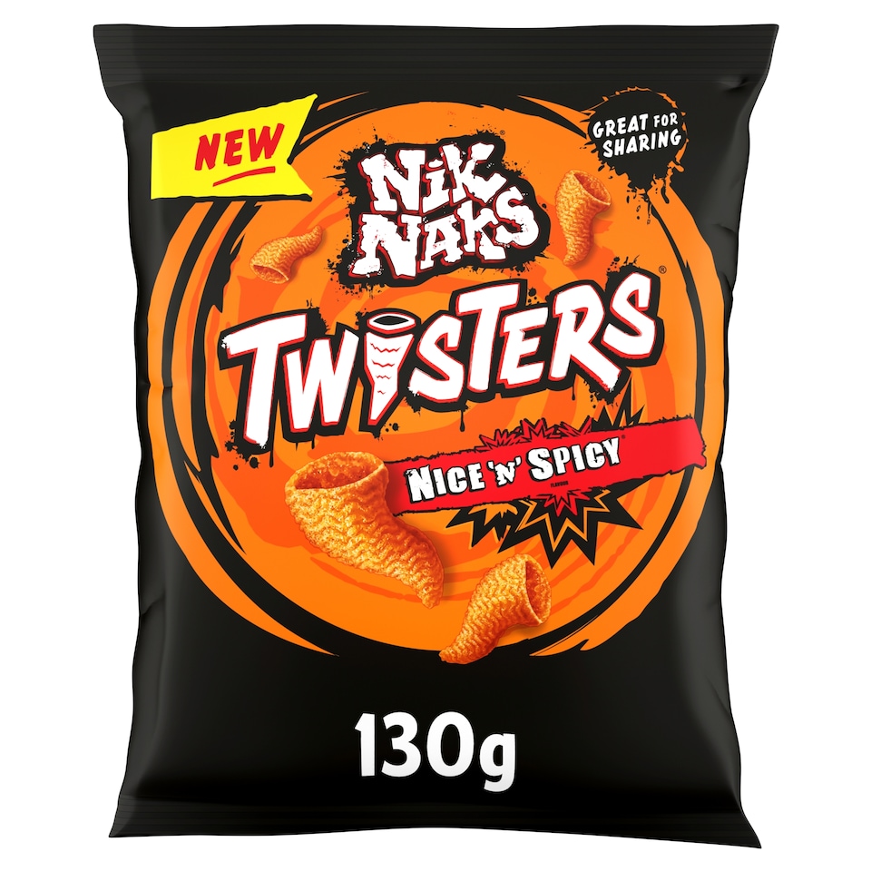 image 1 of Nik Naks Twisters Nice 'N' Spicy Sharing Crisps 130g