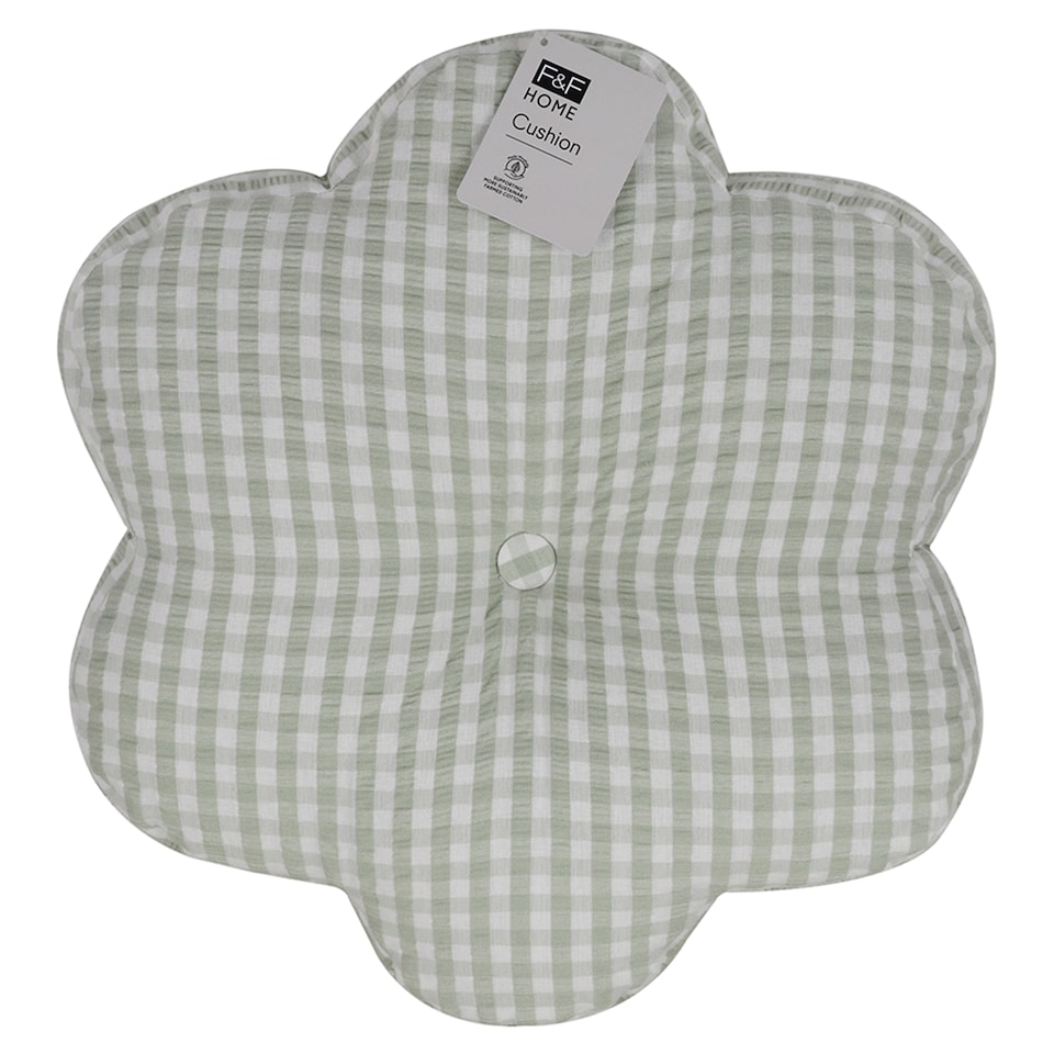 F&F Home Soft Green Textured Flower Shaped Cushion