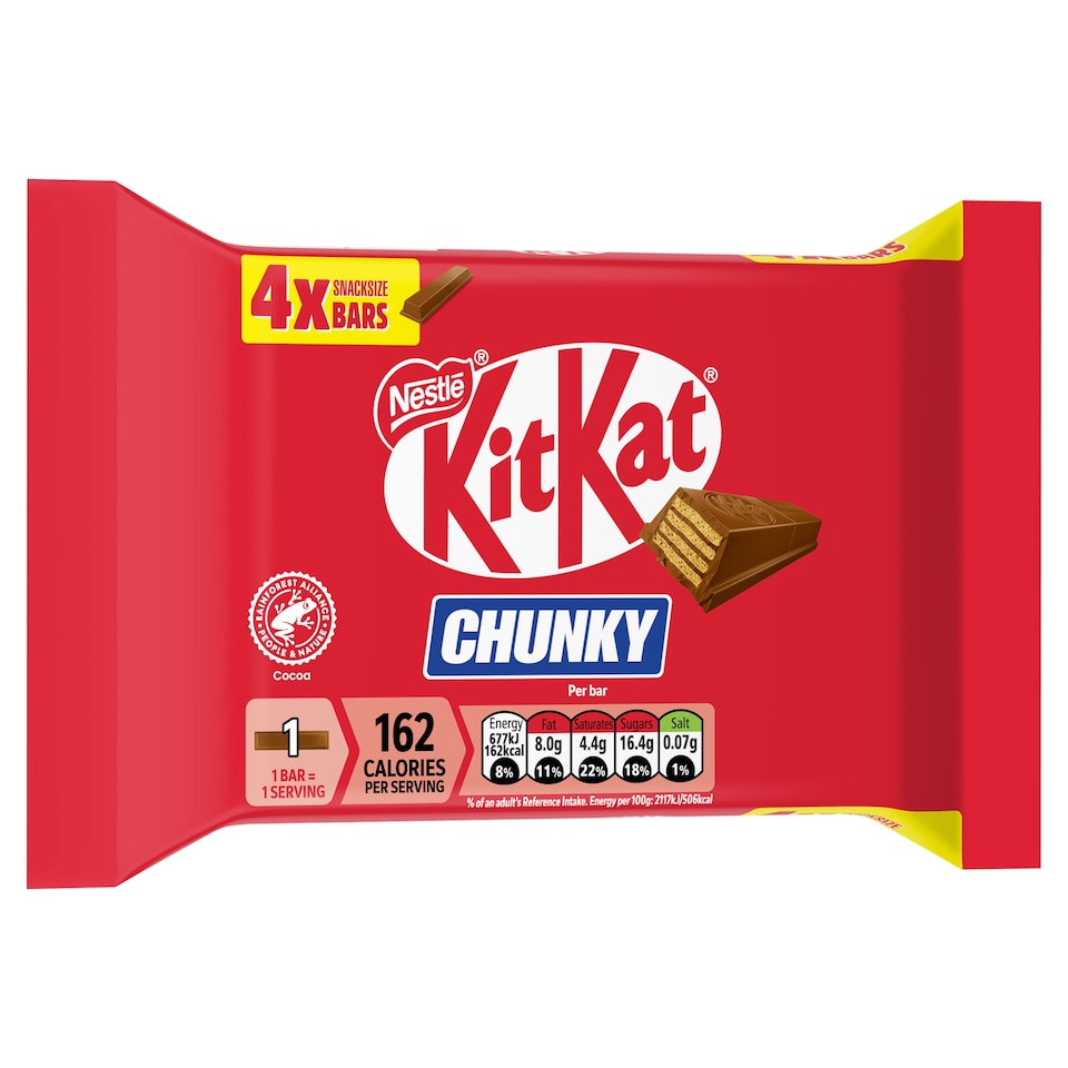 image 1 of Kit Kat Chunky 4 Snacksize Bars 128G