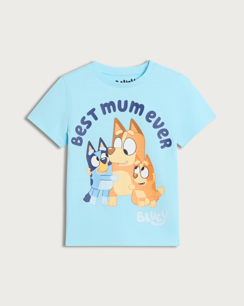 Bluey Pure Cotton Best Mum Ever T-Shirt in Blue