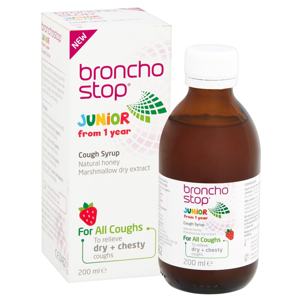 image 1 of Bronchostop Junior Cough Syrup - Natural Honey, Marshmallow Extract 1 Year+