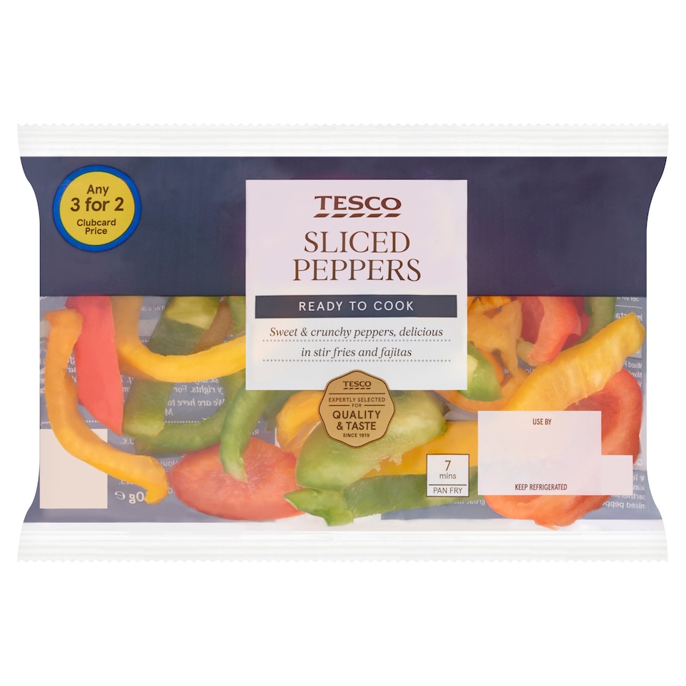 Tesco Sliced Peppers 150G