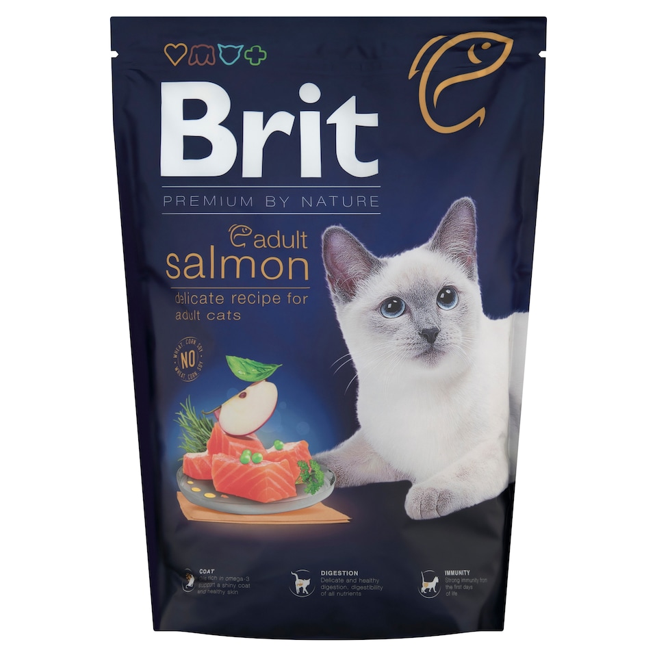 image 1 of Brit Premium by Nature Adult Salmon Complete Cat Food 1.5kg