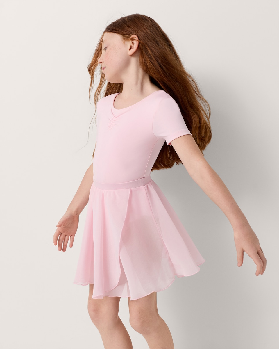 image 1 of F&F Active Girls Ballet Wrap Skirt in Pink