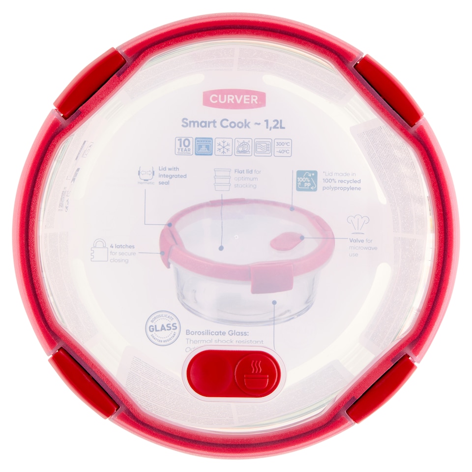 Curver Smart Cook kerek üveg ételtartó 20 cm x 11 cm 1,2 l  1. kép