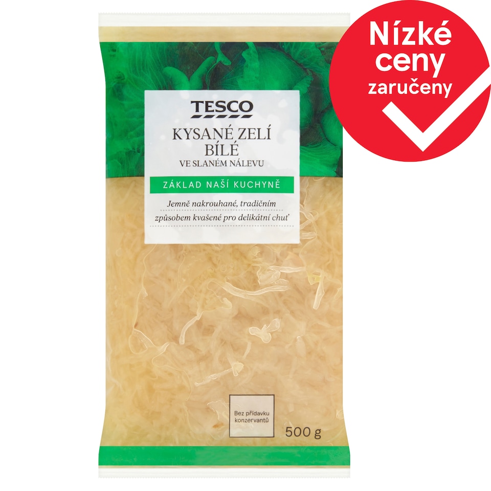 Tesco Kysané zelí bílé ve slaném nálevu 500g