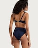 image 3 of F&F High Shine Shell Detail Bikini Top in Navy