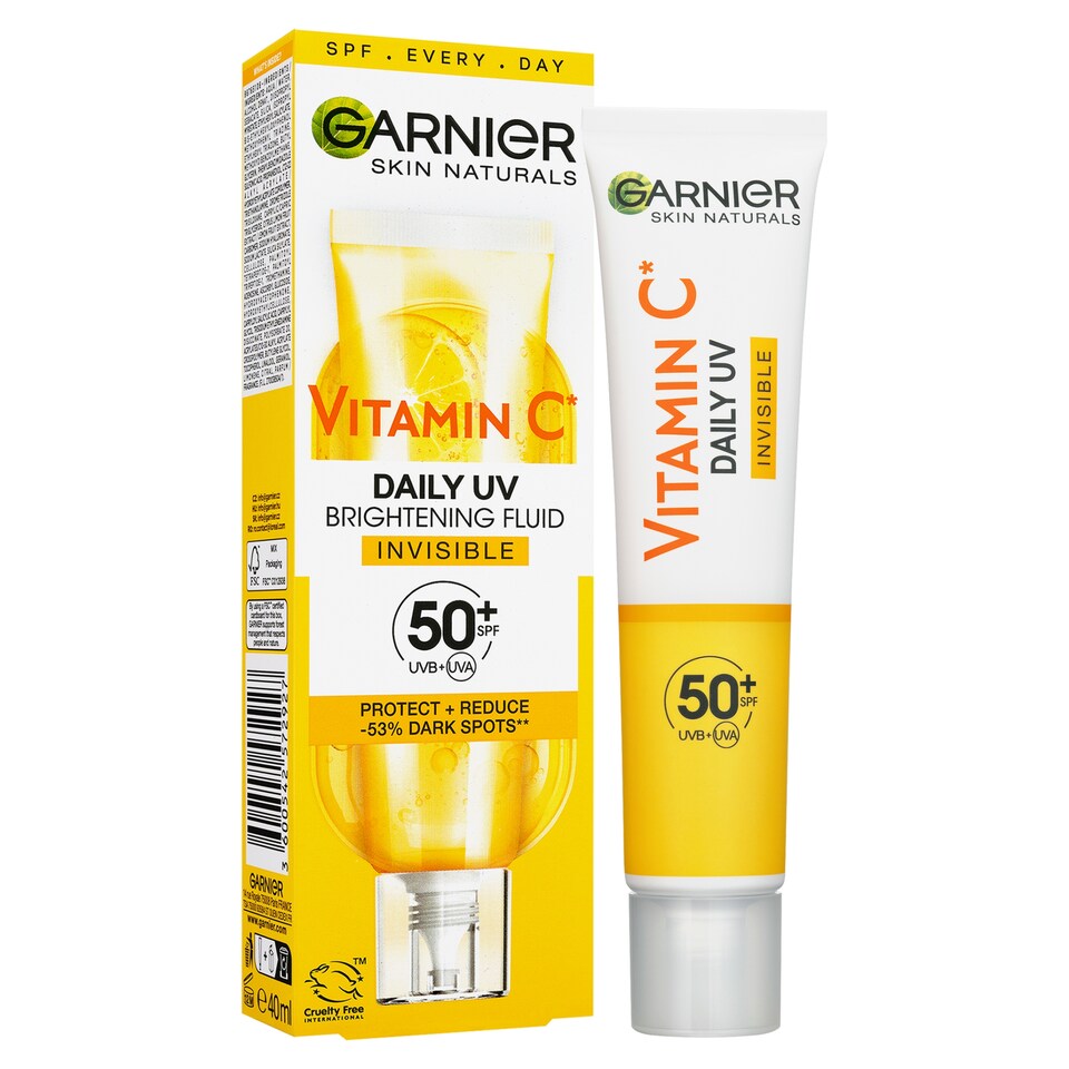 Garnier Skin Naturals Vitamin C denní rozjasňující UV fluid SPF 50 + invisible, 40 ml