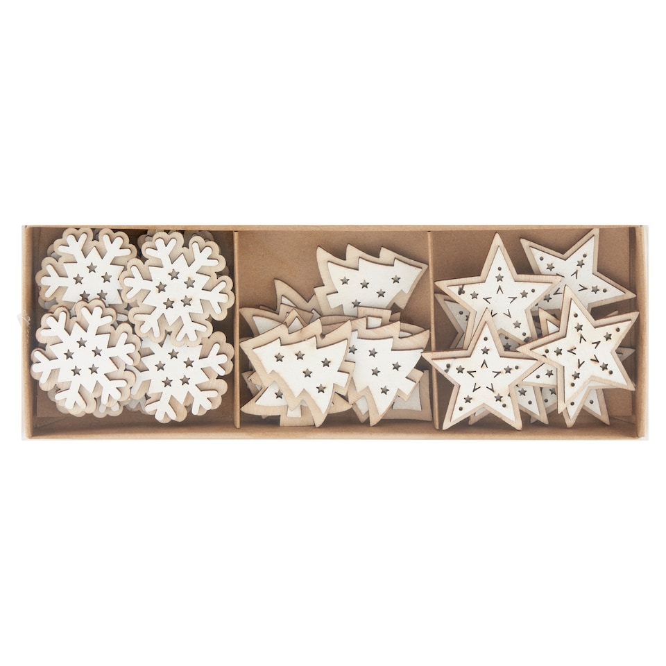 Fa fehér dekoráció készlet 21 x 7 x 1,5 cm 12 db