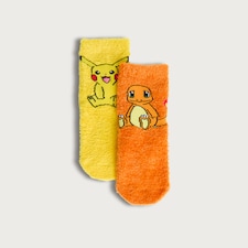 Pokémon 2-Pack Fluffy Pikachu and Charmander Cosy Socks in Multi