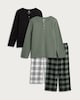 image 1 of F&F Boys 2-Pack Pure Cotton Long Sleeved Henley Top and Trousers Pyjamas  in Multi
