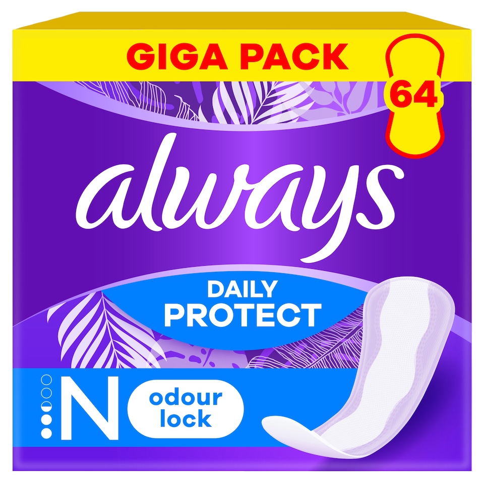 image 1 of Always Dailies Panty Liners Protect Normal 64 Pack