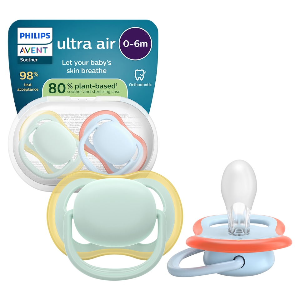 image 1 of Philips Avent Ultra Air Night Time Soother 0-6 months 2 pack