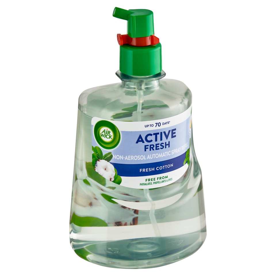 Obrázek 1 pro produkt Air Wick Active Fresh Náplň na vodní bázi do automatického difuzéru svěží bavlna 228ml