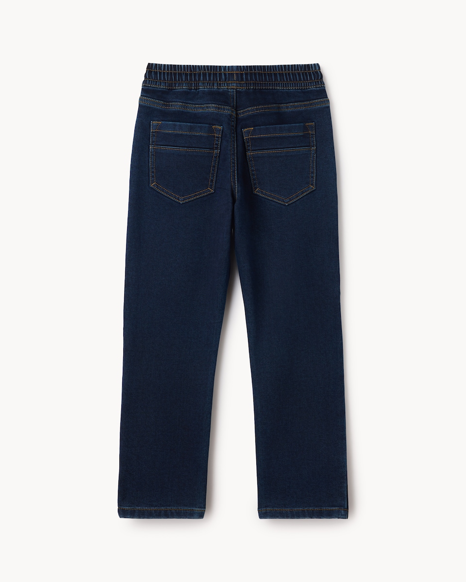 image 1 of F&F Boys Cotton Rich Pull On Jeans in Navy